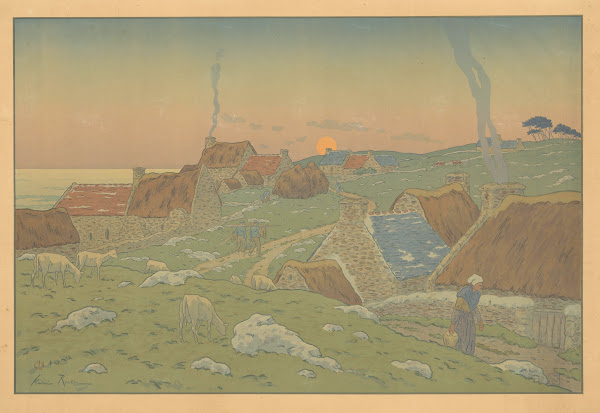 Bretons vissersdorp bij ondergaande zon 1874   1951
