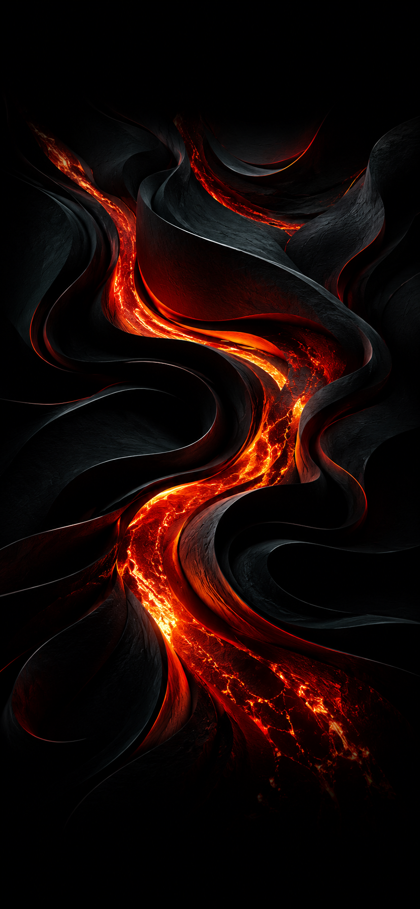 Abstract Molten Magma Dark Carbon Fluid Wallpaper - Free 4K mobile Wallpaper
