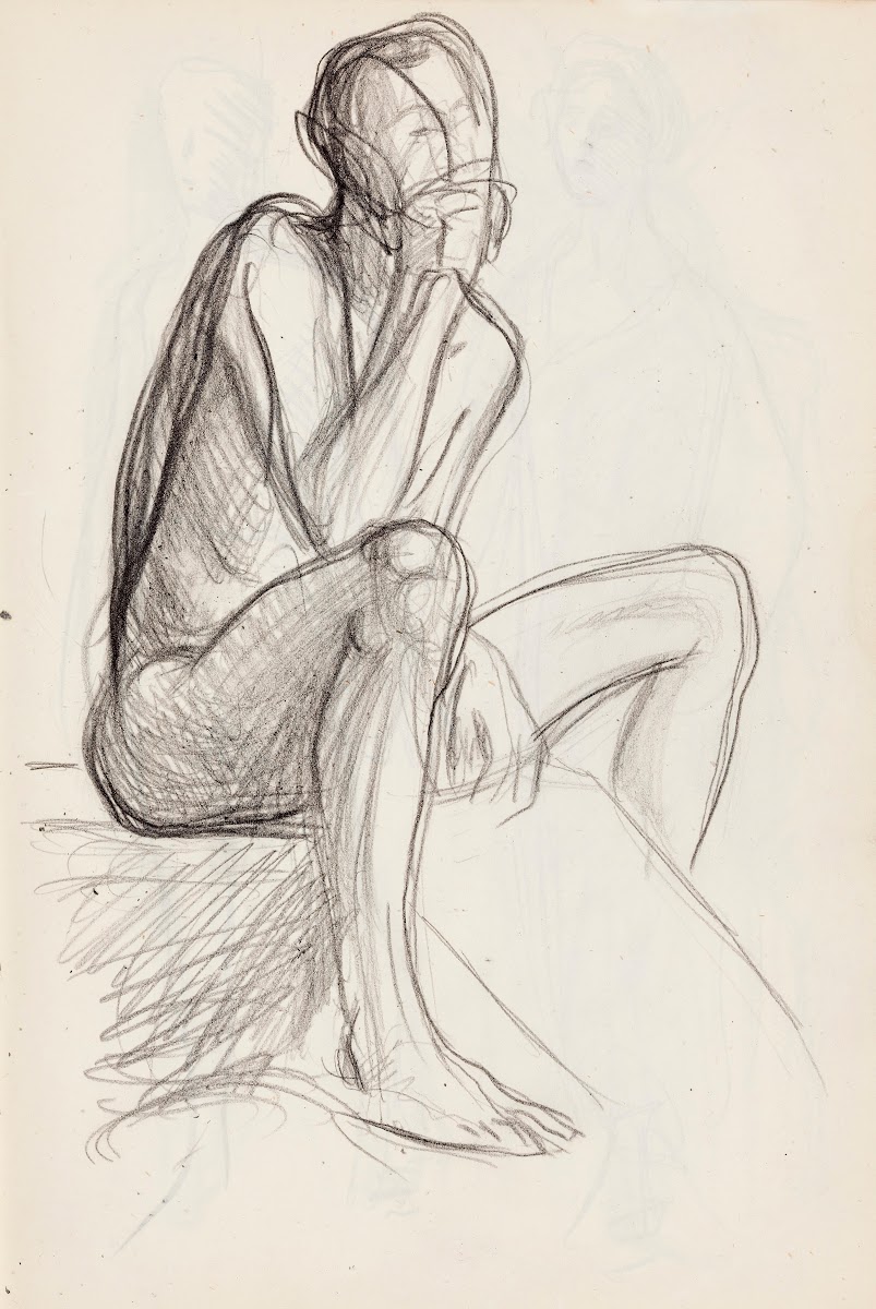 Istuva alaston mies luonnos 1903   1906