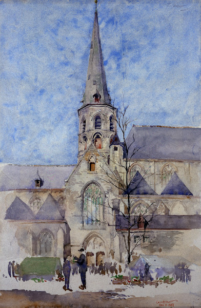 A Market Day Church of St Jacques Ghent Belgium 1897