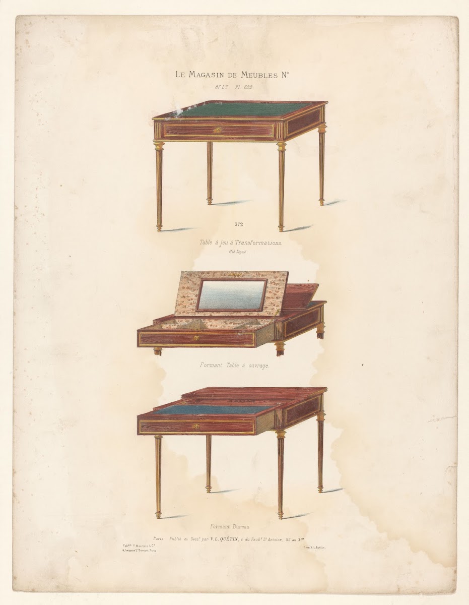 Table à jeu à Transformations  Formant Table à ouvrage  Formant Bureau 1832   19