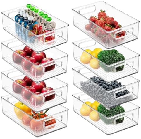 HOOMSTYLE Set de 8 Organizadores de Nevera Transparentes con Asas