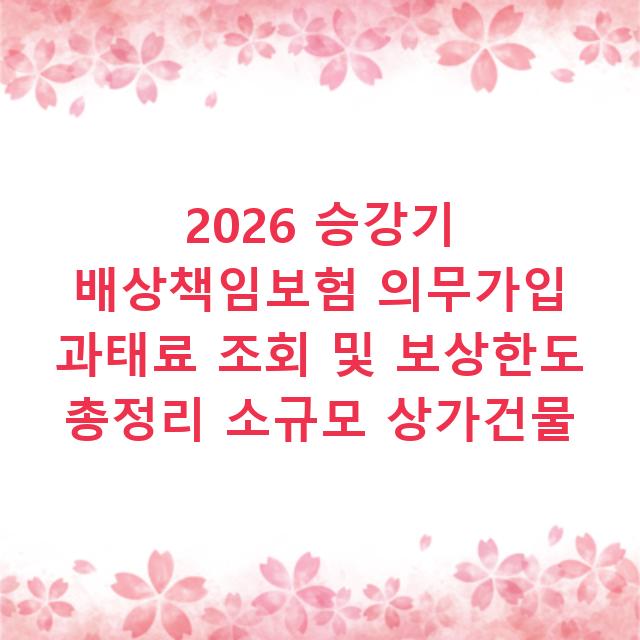 2026 승강기 배상책임보험 의무가입 과태료 조회 및 보상한도 총정리 소규모 상가건물