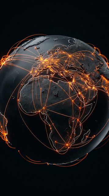 Futuristic 3D Render of a Digital Globe with Glowing Connection Lines - Free mobile Wallpaper
