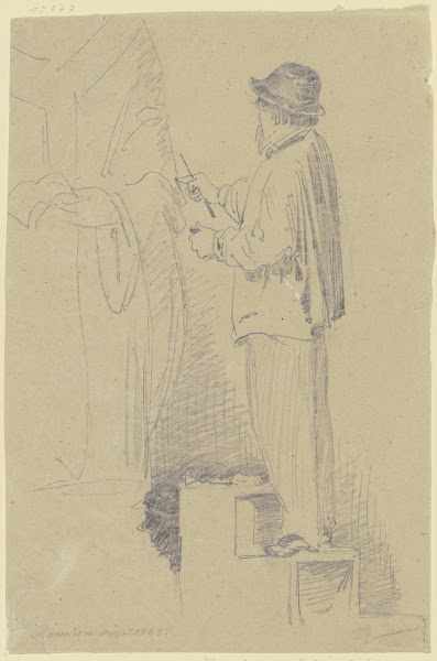 Bildhauer Schierholtz bei der Arbeit ca 1863