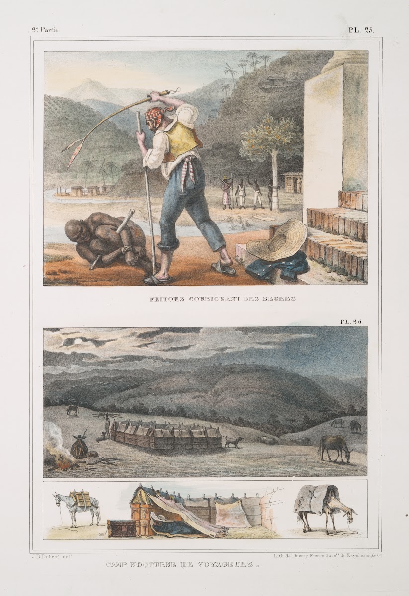 Feitors corrigeant des nègres Camp nocturne de voyageurs 1834   1839