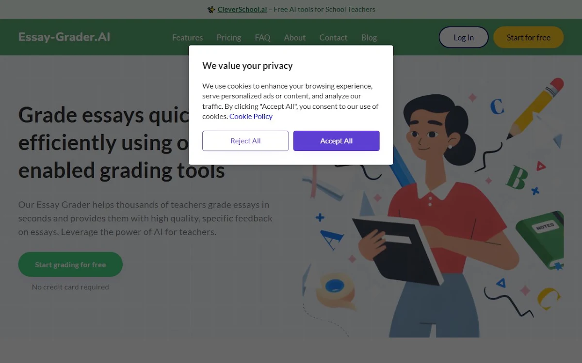 Captura de Essay-Grader.ai - Grade essays in seconds using AI