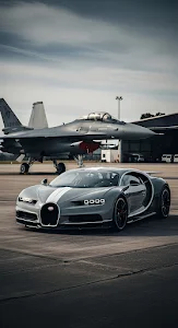Bugatti Chiron Fighter Jet Airfield Luxury Sports Car
