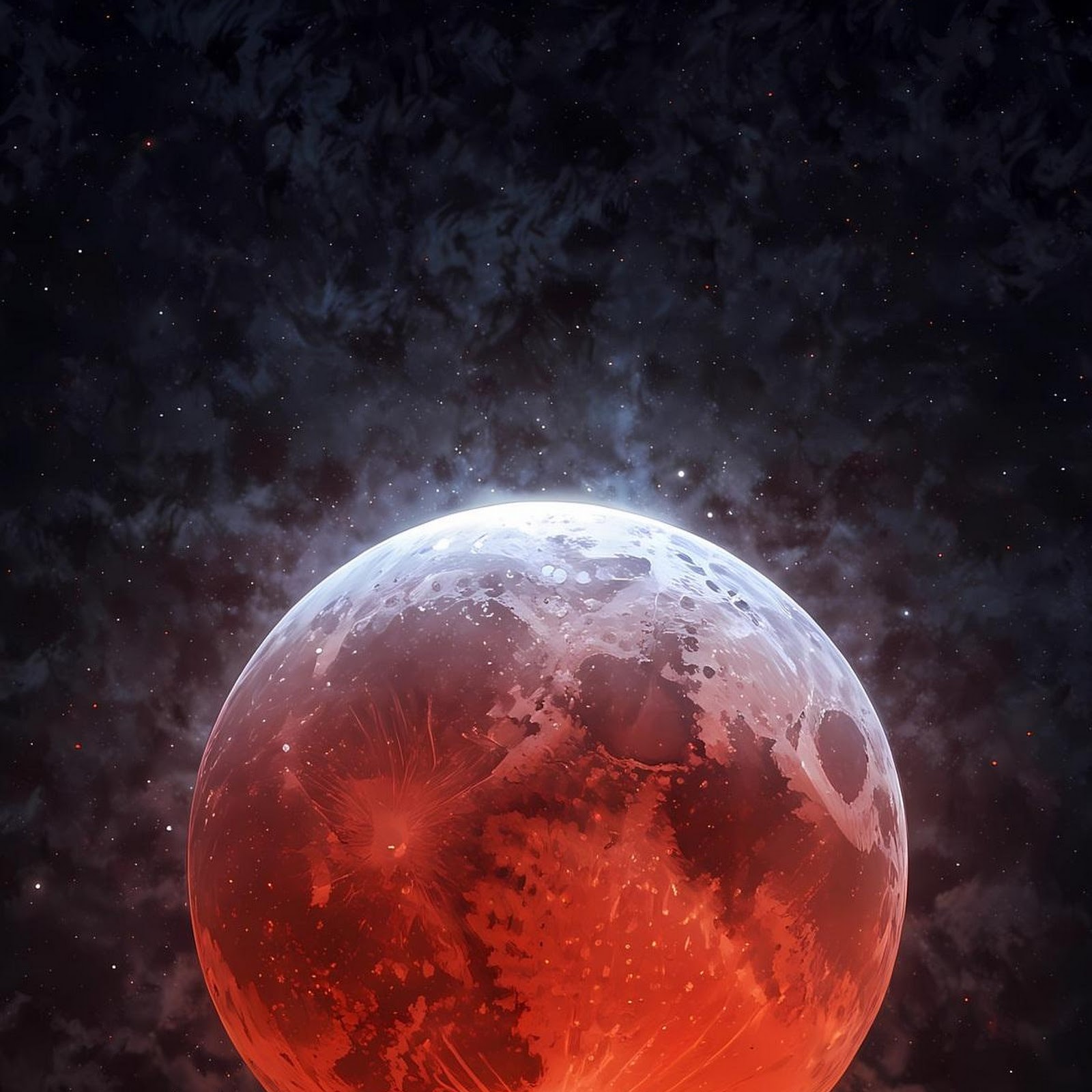 Download Glowing Blood Moon In Dark Space Full HD iPhone