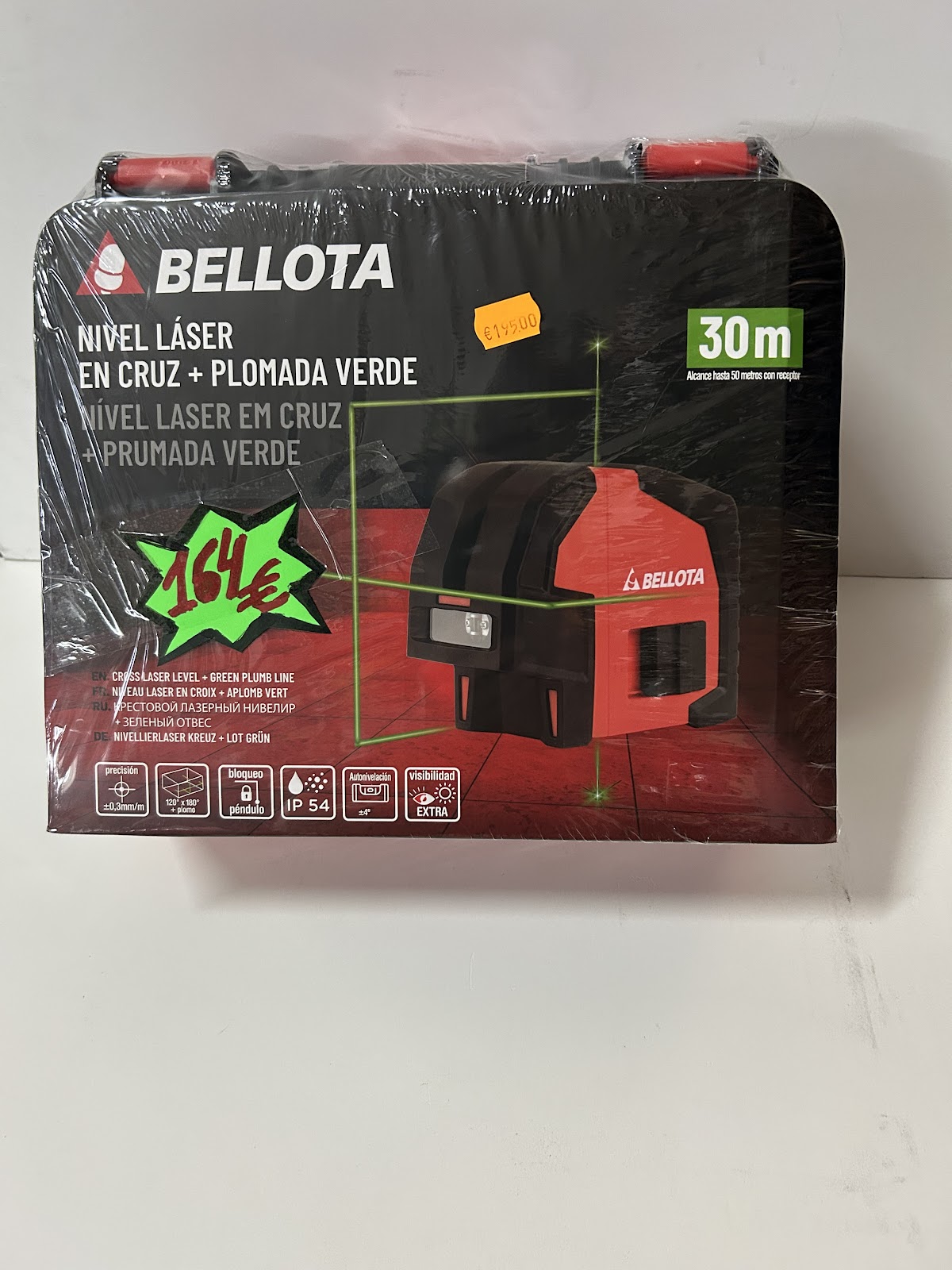  NIVEL LASER CRUZ + PLOMADA LINEAS VERDES 30 METROS.