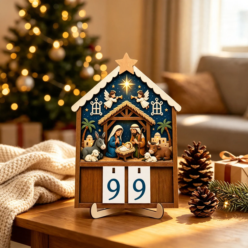 Wooden Countdown Calendar for Christmas