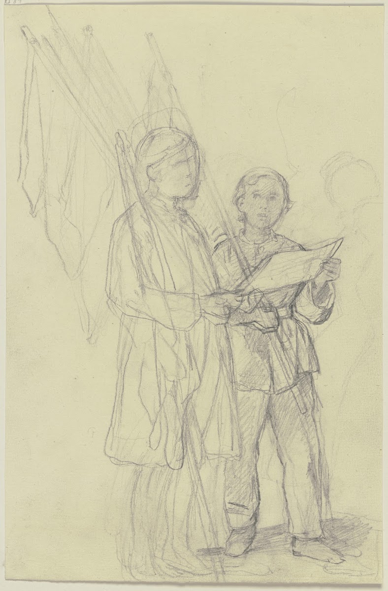 Two boys with flags