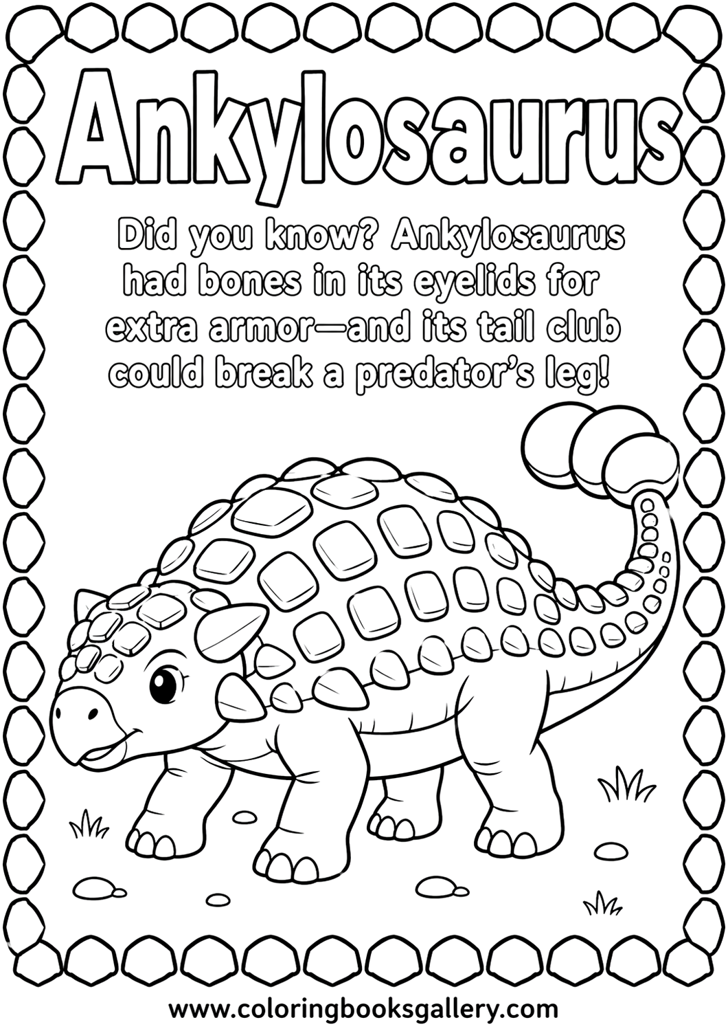 Armored Ankylosaurus coloring page – Free Printable Coloring Sheet for Kids and Adults – free coloring page for kids