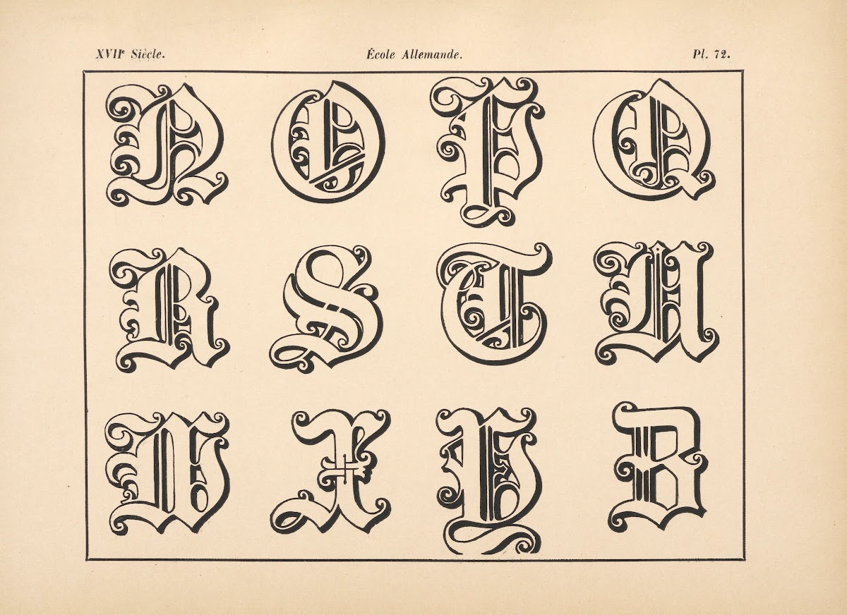 École Allemande  Alphabet initiales gothiques 1895