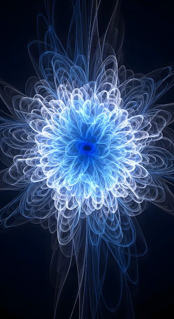 Abstract 3D Digital Art of Glowing Blue Wavy Lines Forming a Floral Shape - Free mobile Wallpaper