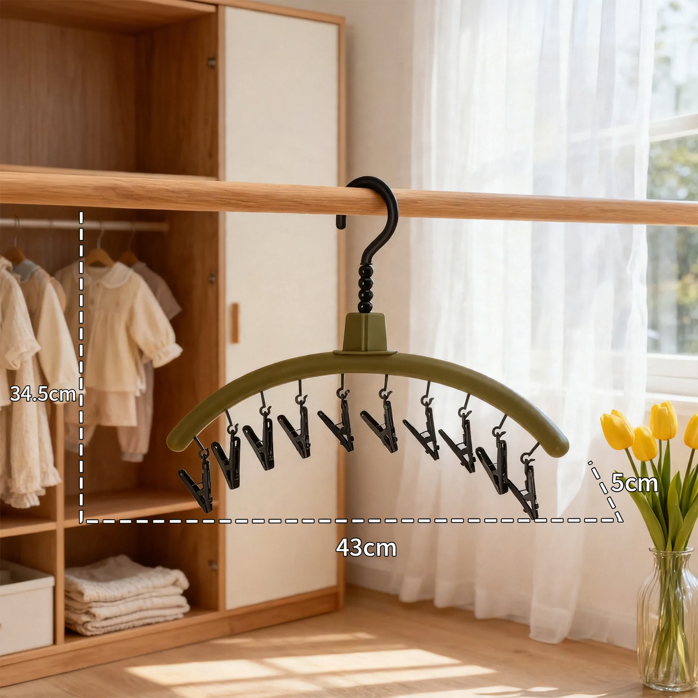 Cartoon laundry rack blue monster with clips
