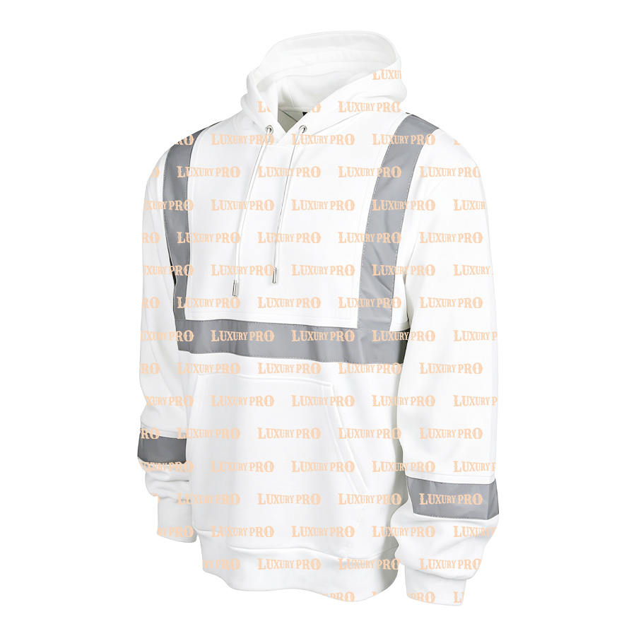 AOP Black & Gray Reflective Stripe Fleece Hoodie
