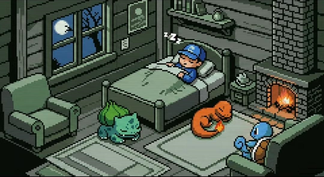 Pokemon Blue Image Sleeping