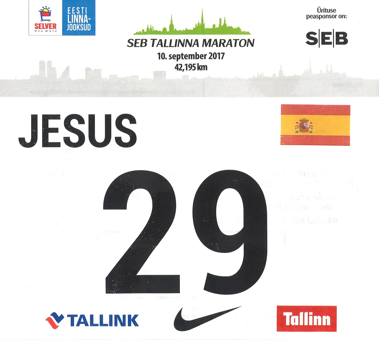 Dorsal de SEB Tallin Marathon