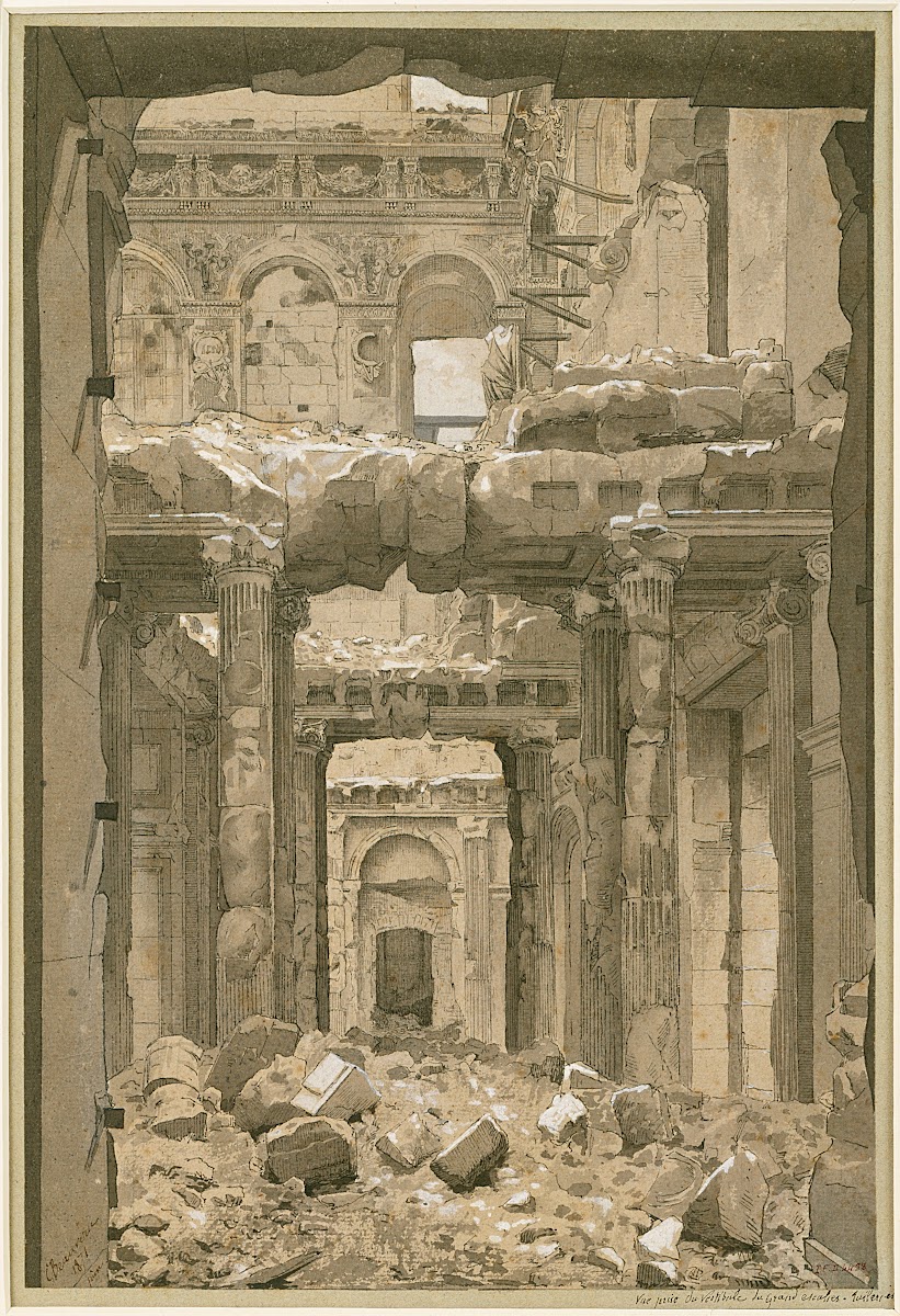 Ruines des Tuileries vue prise du vestibule du grand escalier 1871