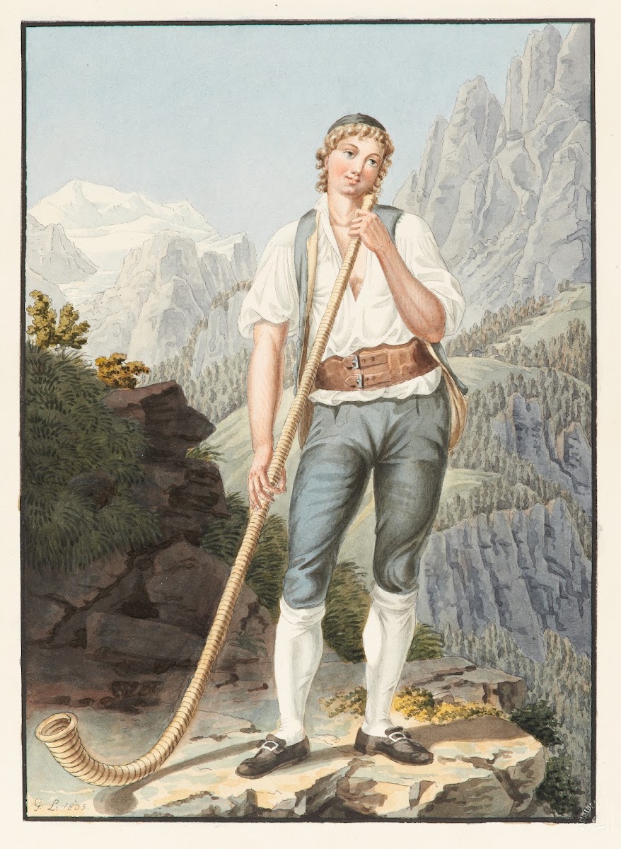 Bergér dOberhasli tenant la trompe des Alpes 1805