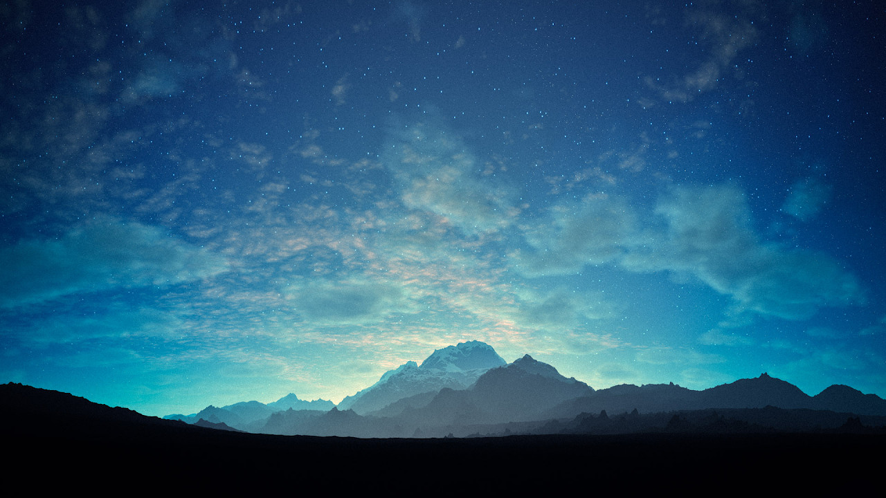 Mountains, Clouds, Landscape, Nature, Cyan Full HD Desktop Wallpaper