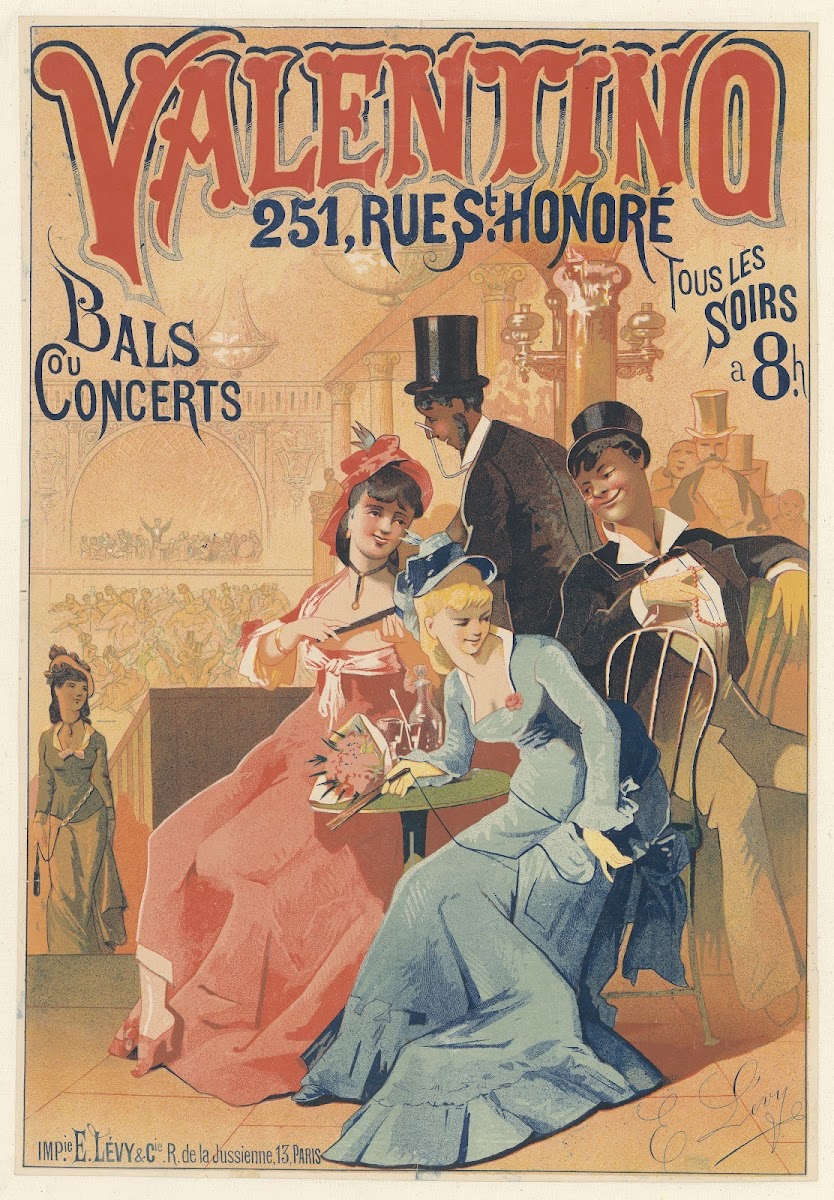 Valentino 251 rue St Honoré Bals ou concerts tous les soirs à 8 h 1876
