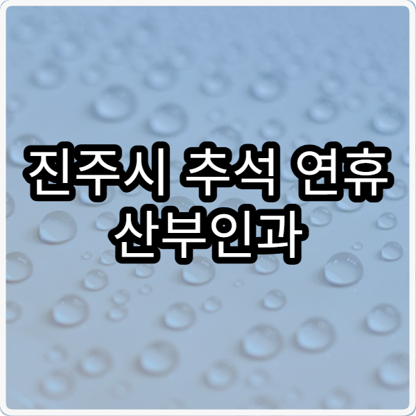 진주시 추석 연휴 산부인과 진료 병원 응급실 포함 안내