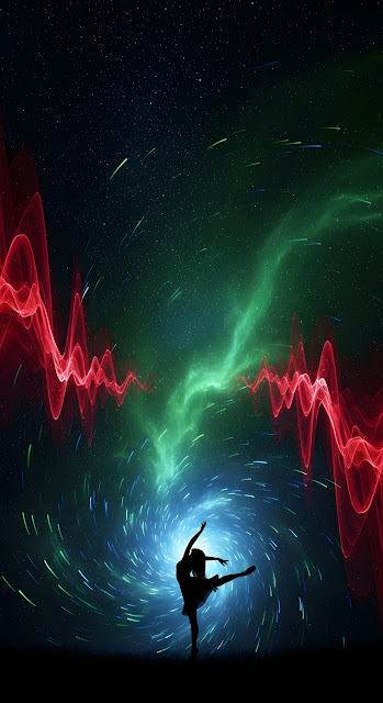 Ethereal Dancer in a Vibrant Cosmic Storm - Free mobile Wallpaper