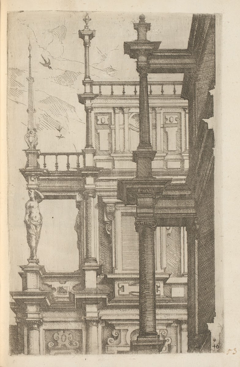 The top two floors of an articulated wall in the composite order decorated with