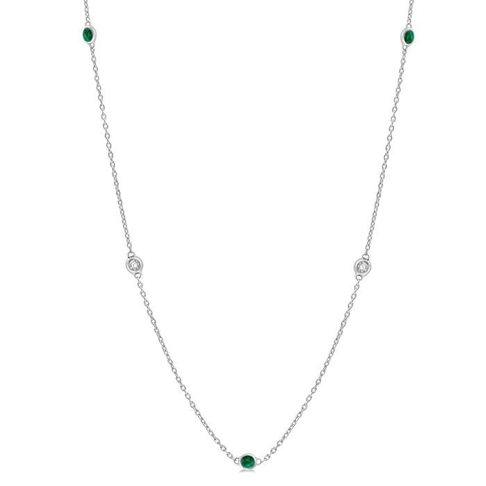 Gemstone & Diamond Station Necklace