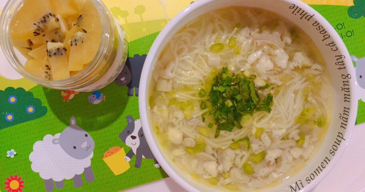 Mì somen soup nấm măng tây cá basa phile - ăn dặm