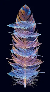 Abstract 3D Render of Glowing Multi-Colored Feathers on Black