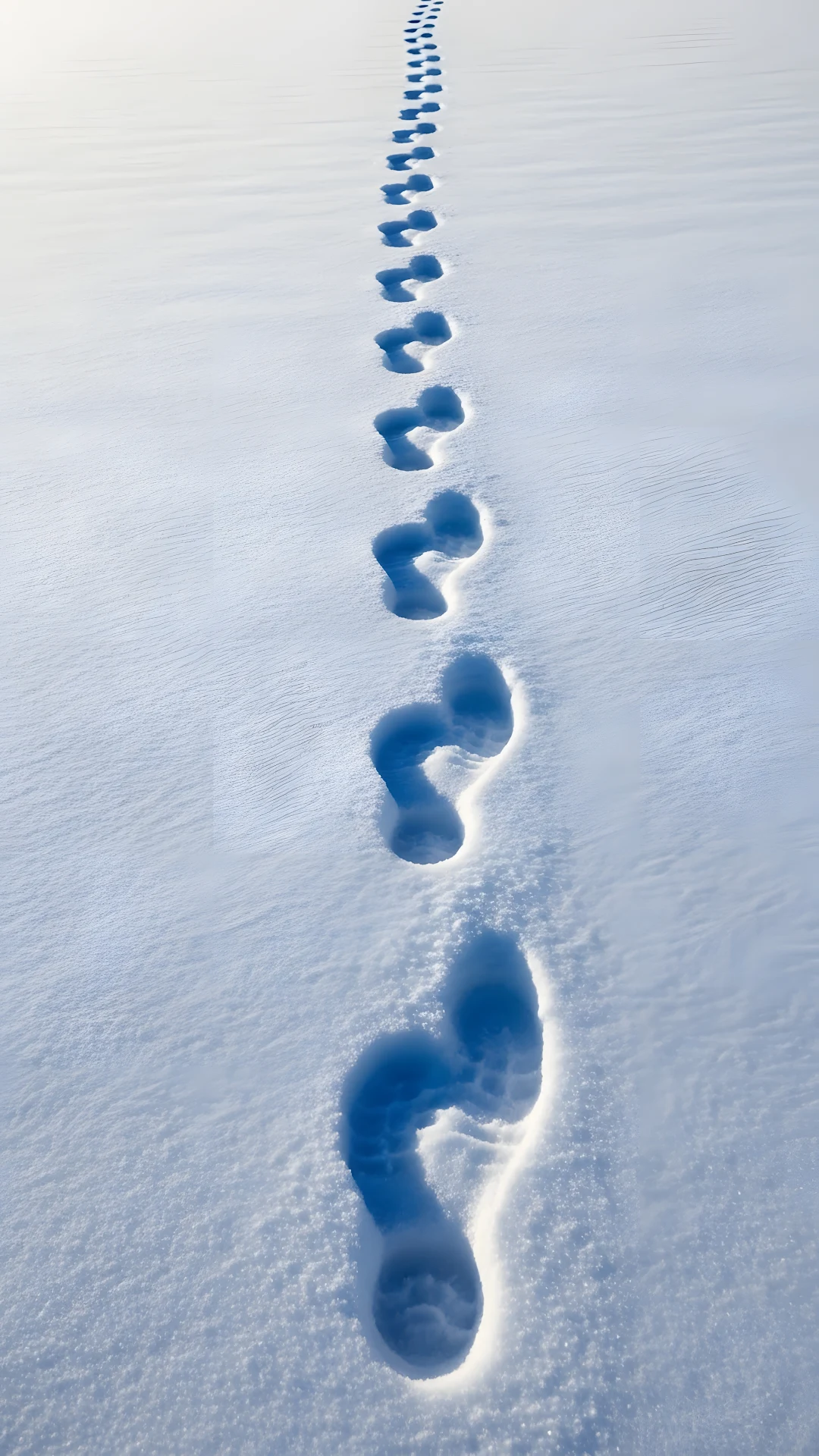 Footprints in Deep Snow Leading into the Distance - Free 4K mobile Wallpaper