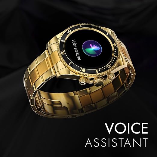 Fire-Boltt Avalanche Luxury Watch, Bluetooth Calling Smart Watch with 1.28” HD Display, 2 Button Pushers, Voice Assistance, Multiple Sports Modes, Health Suite, IP67 Resistance (Gold Black)