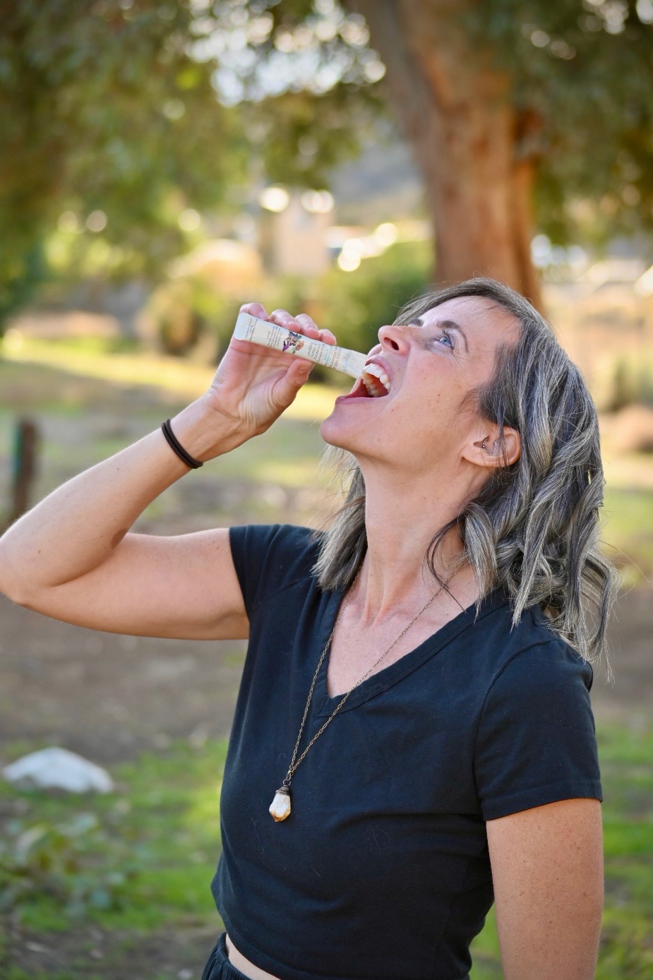 Customer enjoying PurelyB Tiger Milk Mushroom