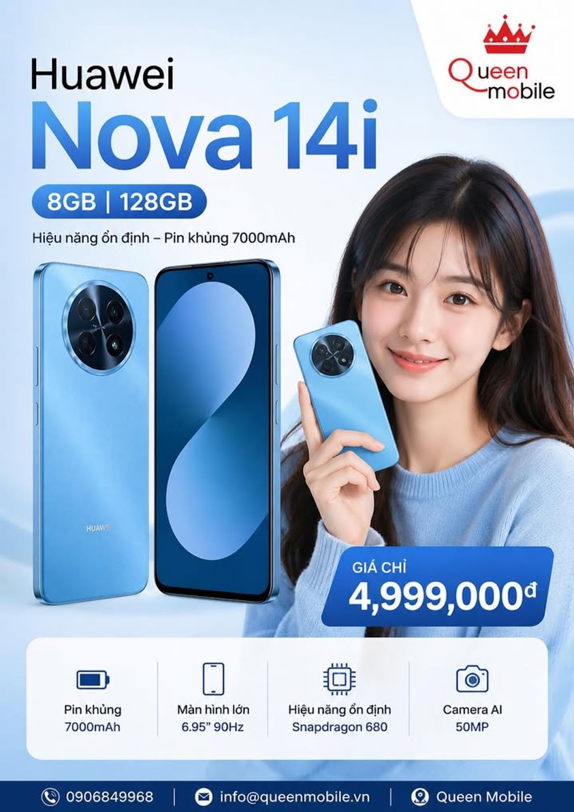 Huawei Nova 14i trong hình dùng chip Snapdragon 680 4G 
Ở tầm giá khoảng 4,9 tri...