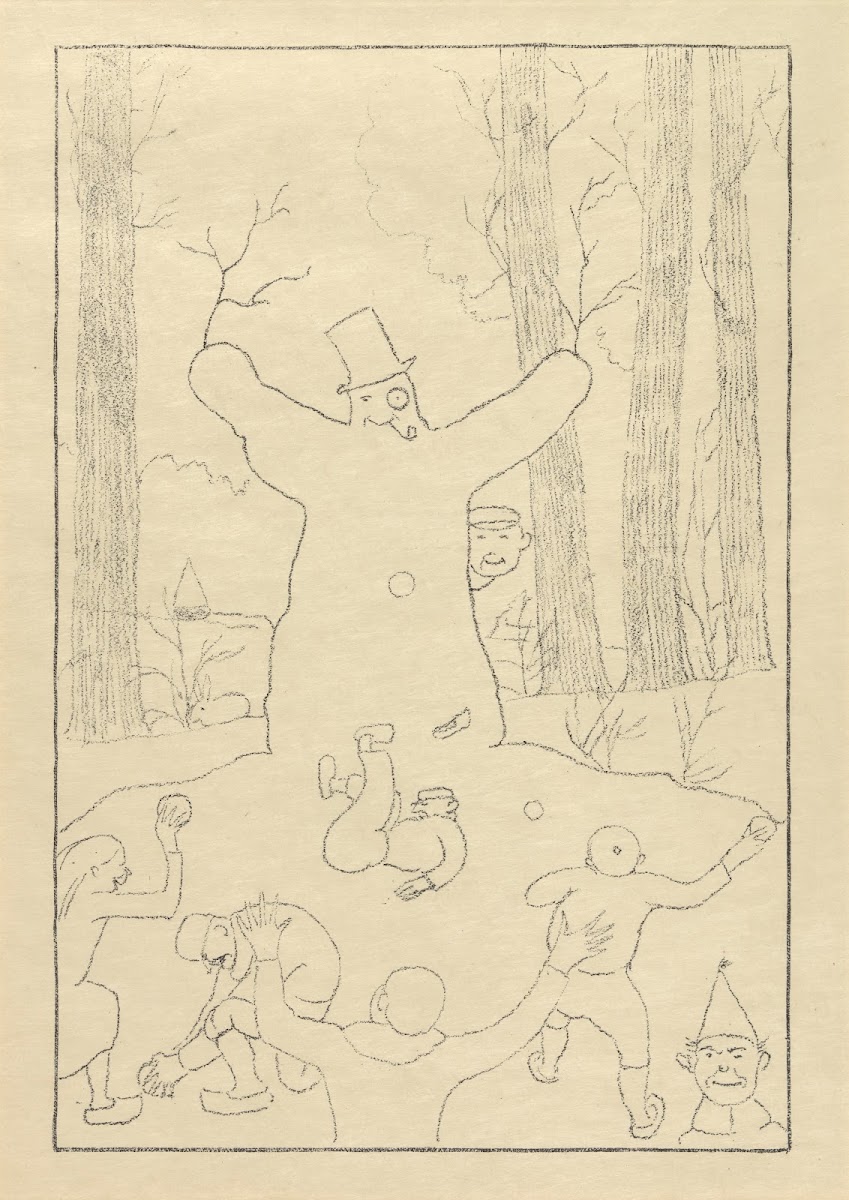 La Bataille De Boules De Neige Devant Le Bonhomme De Neige 1918