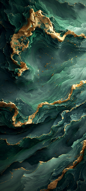 Emerald Green Marble Texture with Flowing Gold Veins - Free mobile Wallpaper