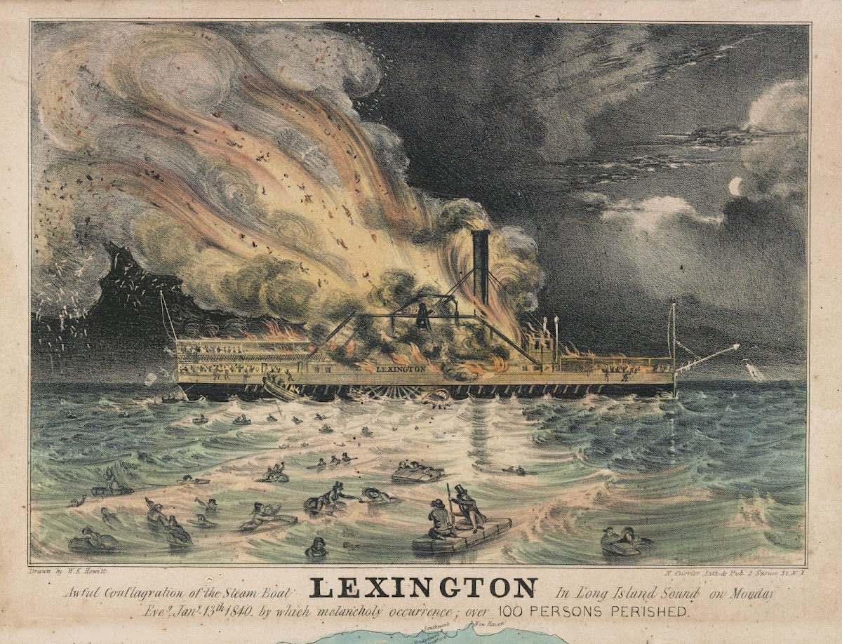 Awful conflagration of the steam boat Lexington in Long Island Sound on Monday e