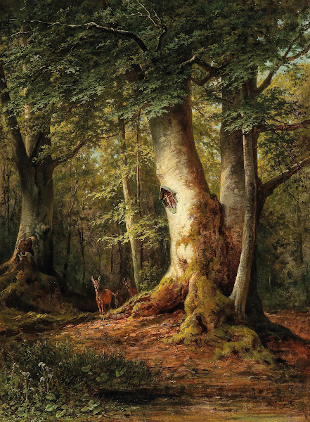 Woodland Scene with Roe Deer 1878