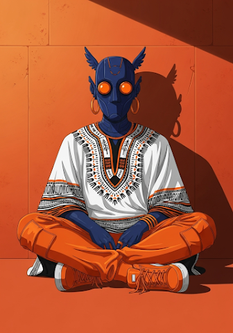 Afro-Futuristic Masked Figure