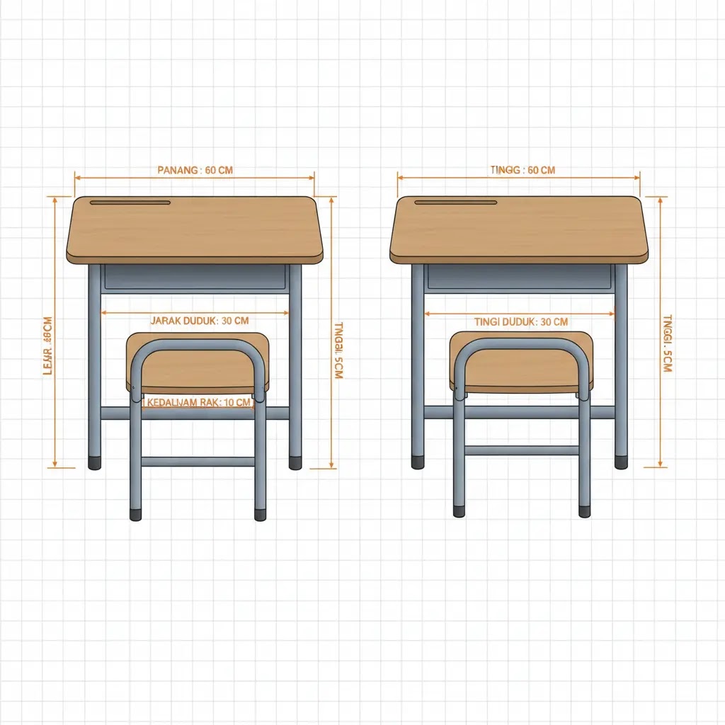 Detail ukuran meja sekolah standar nasional
