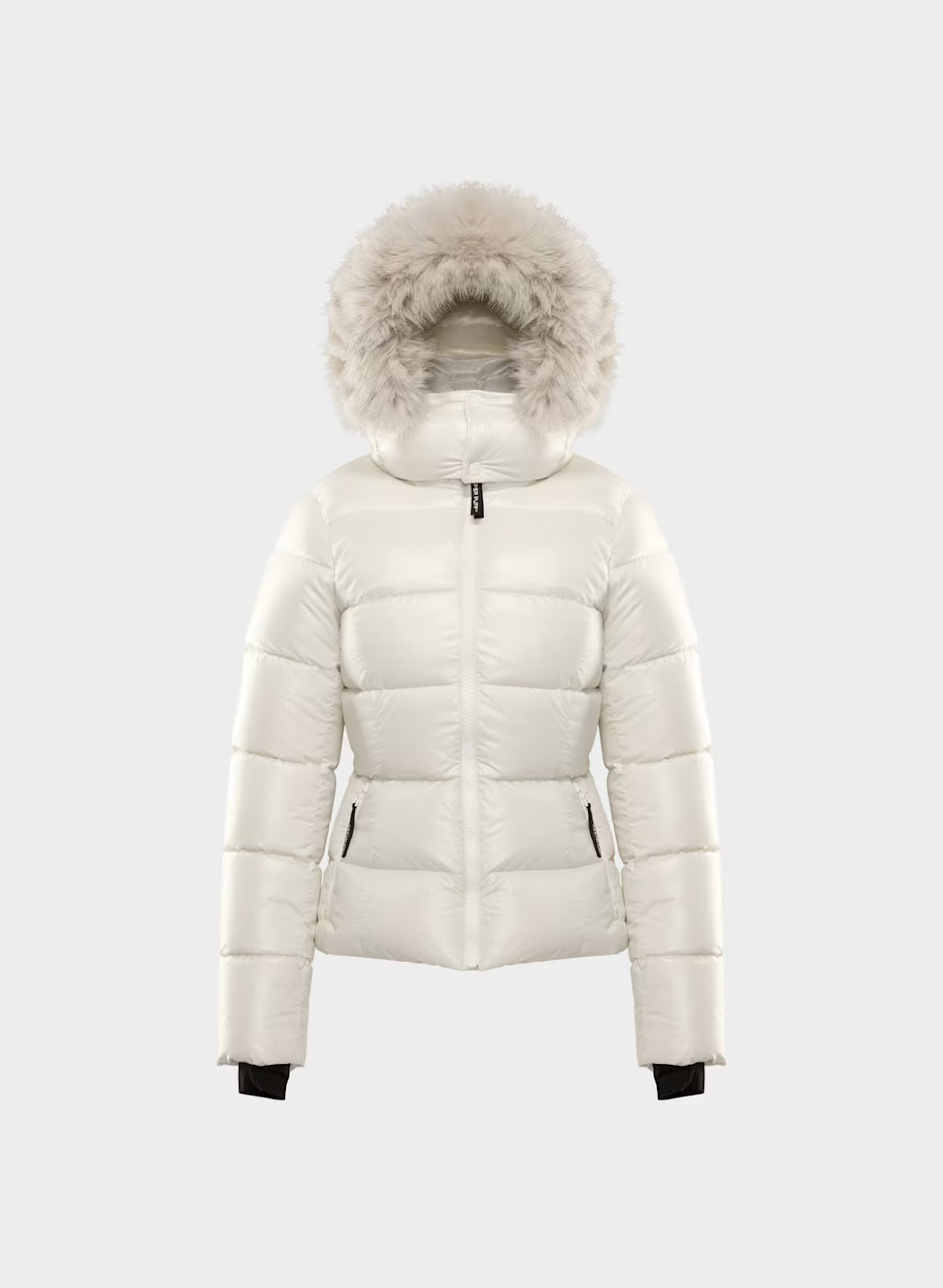 Women's down jacket with hood and faux fur collar
