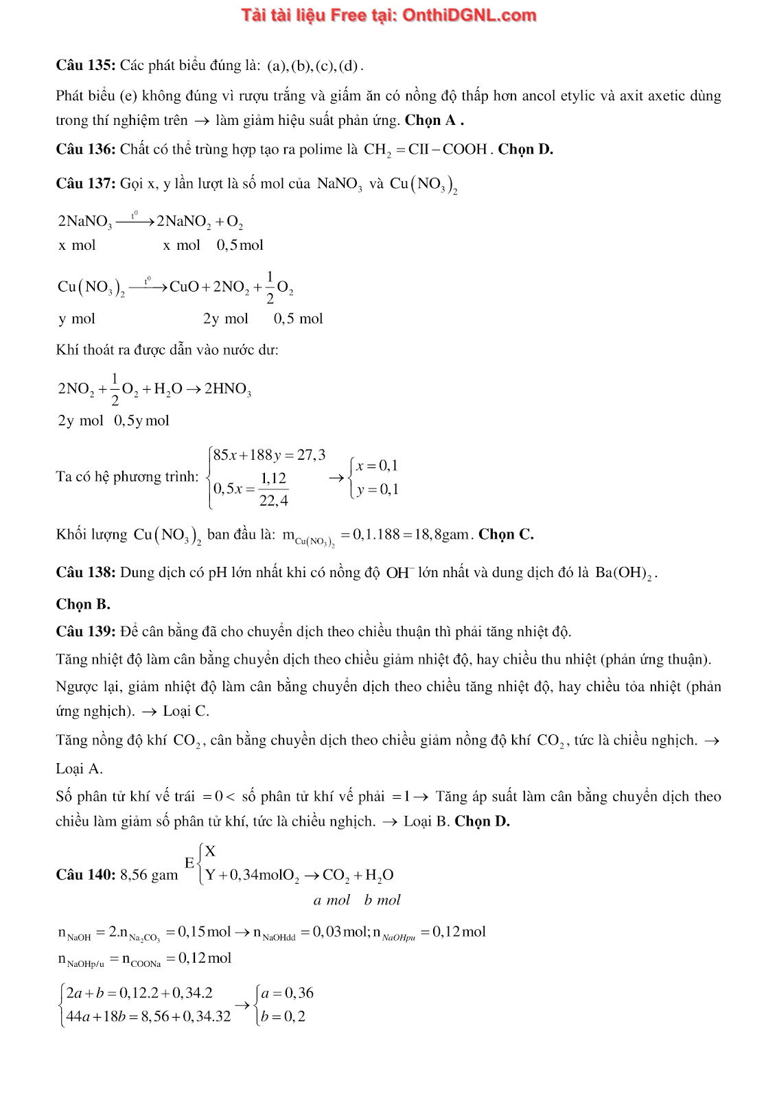 260 bài tập môn Hóa học - Ôn thi ĐGNL ĐHQG Hà Nội Phần 26