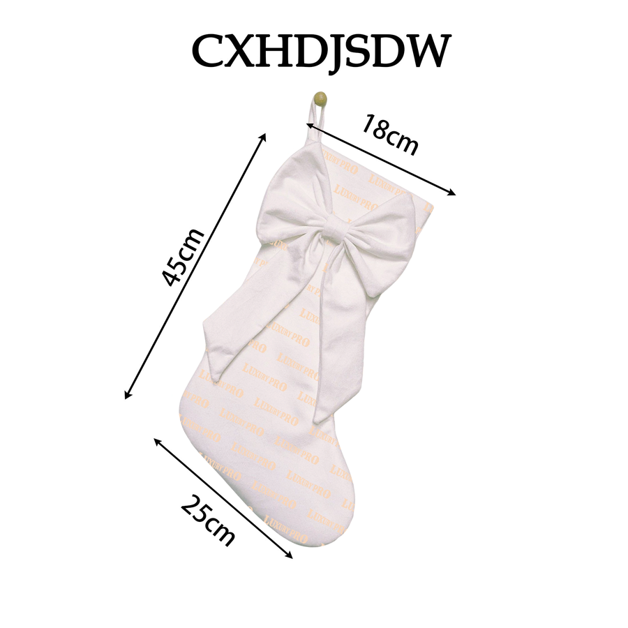 Embroidered Bow Christmas Stocking