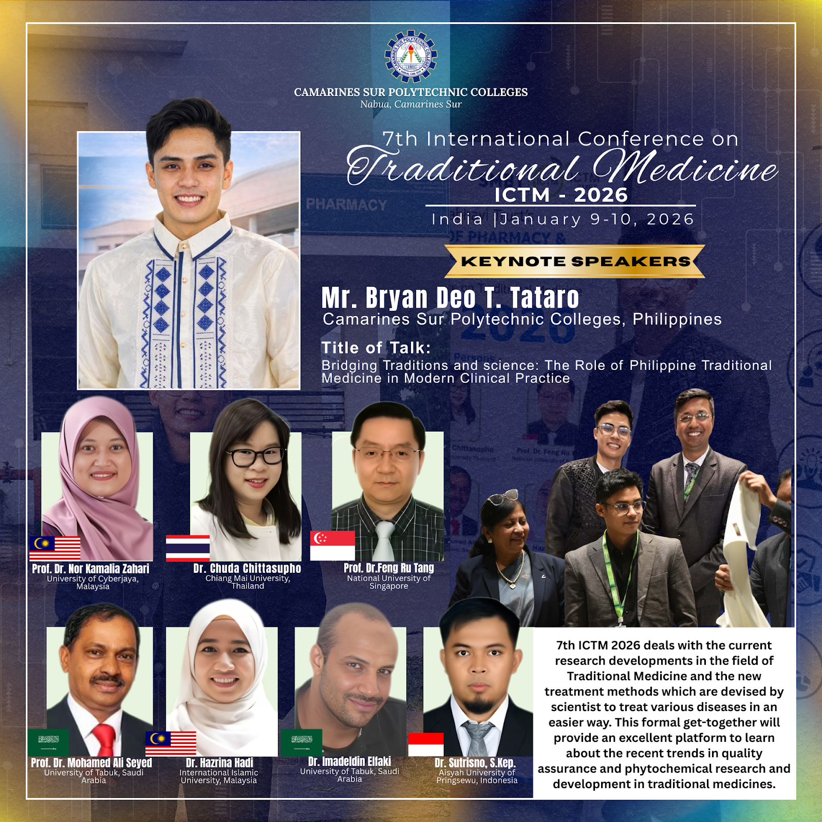 CSPC Faculty delivers Keynote Address at International Conference on  Traditional Medicine