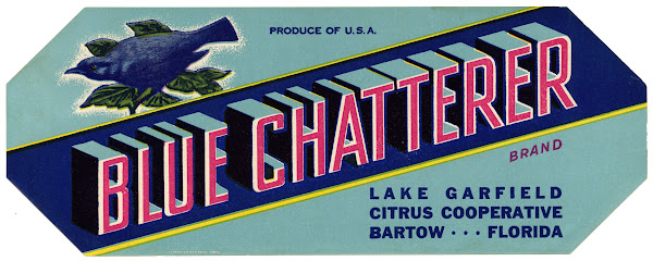 Blue Chatterer Brand Citrus Label 1930 1950