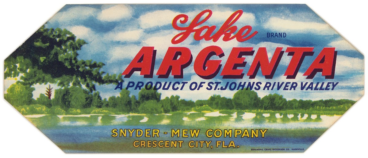 Lake Argenta Brand Produce Label 1930 1950