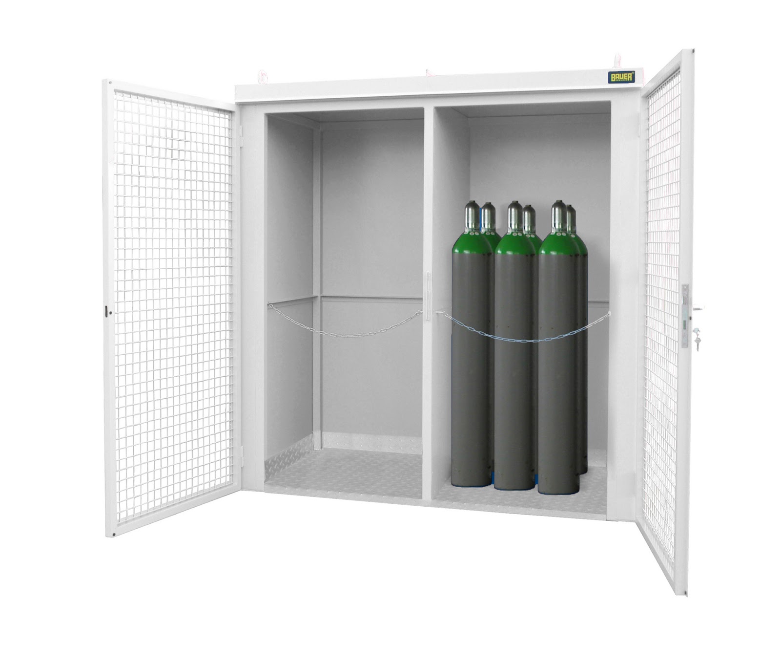 Gasflessen-container GFC-B/W M3, gelakt, Grijswit